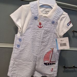 Summer sailboat bibs set